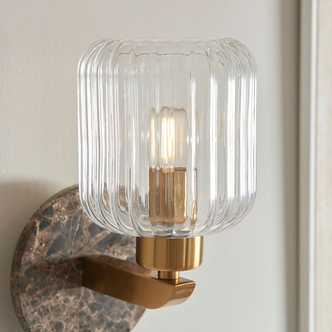 Travi Emperador Marble Ribbed Wall Light - Dark Brown