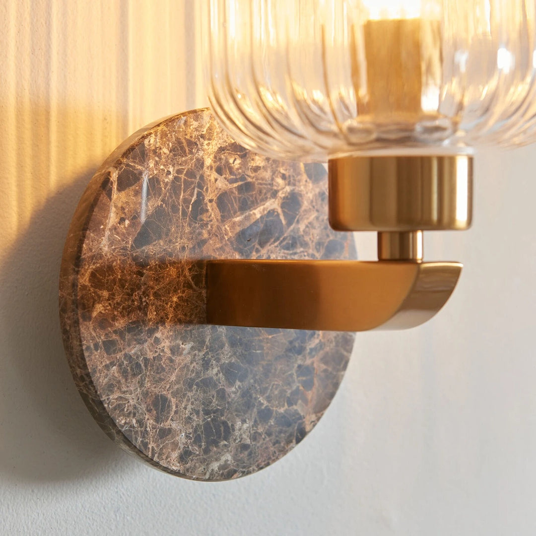Travi Emperador Marble Ribbed Wall Light - Dark Brown