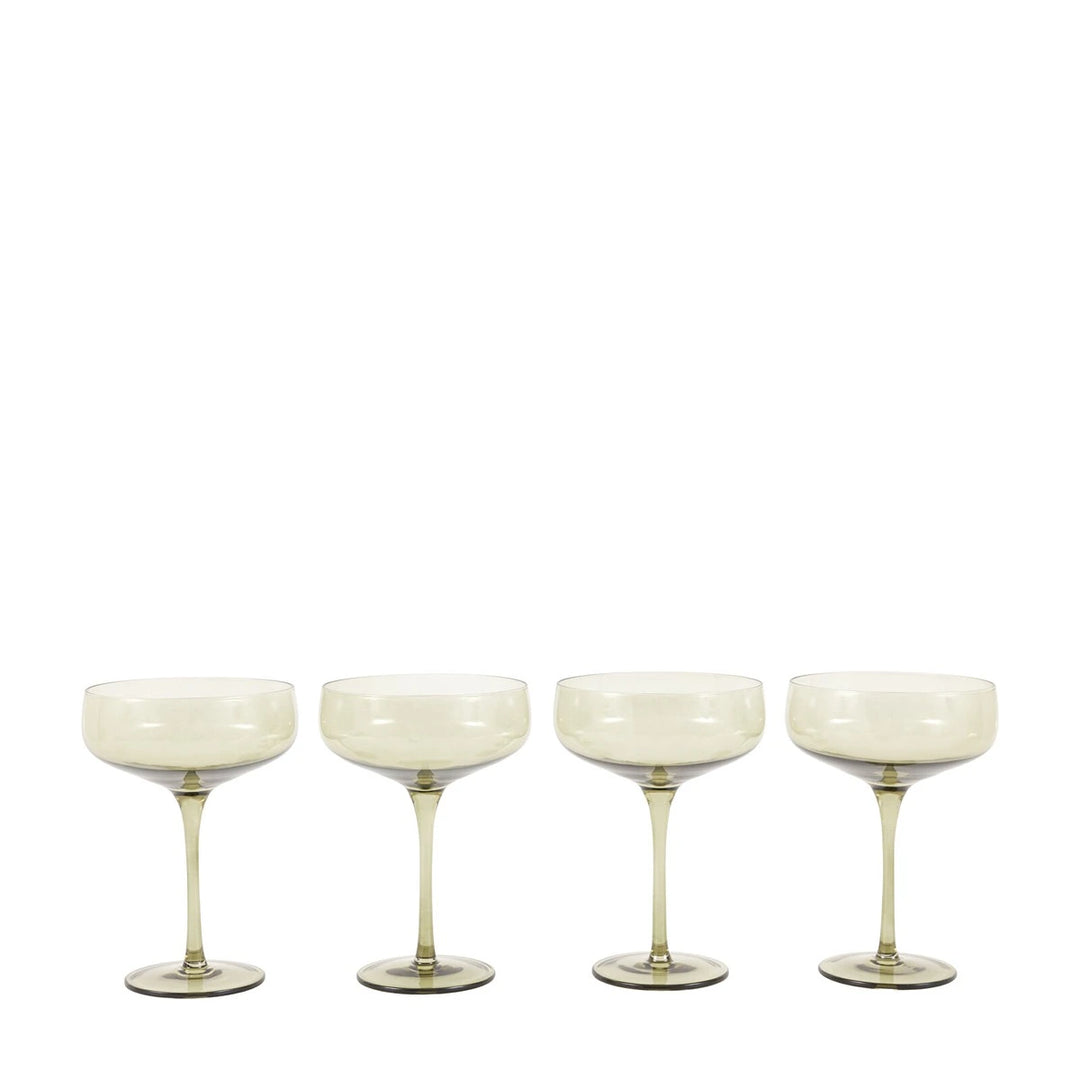 Set of 4 Coupe Glasses - Smokey Green