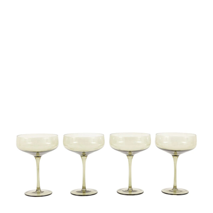 Set of 4 Coupe Glasses - Smokey Green
