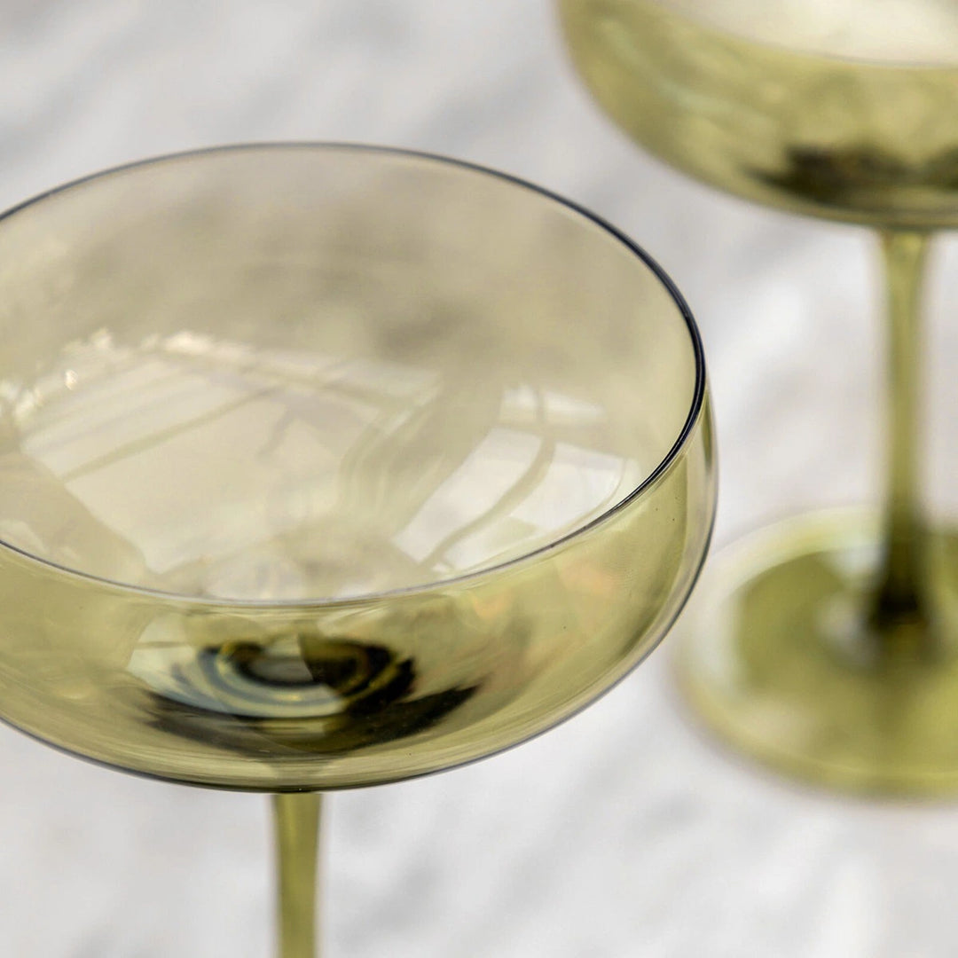 Set of 4 Coupe Glasses - Smokey Green