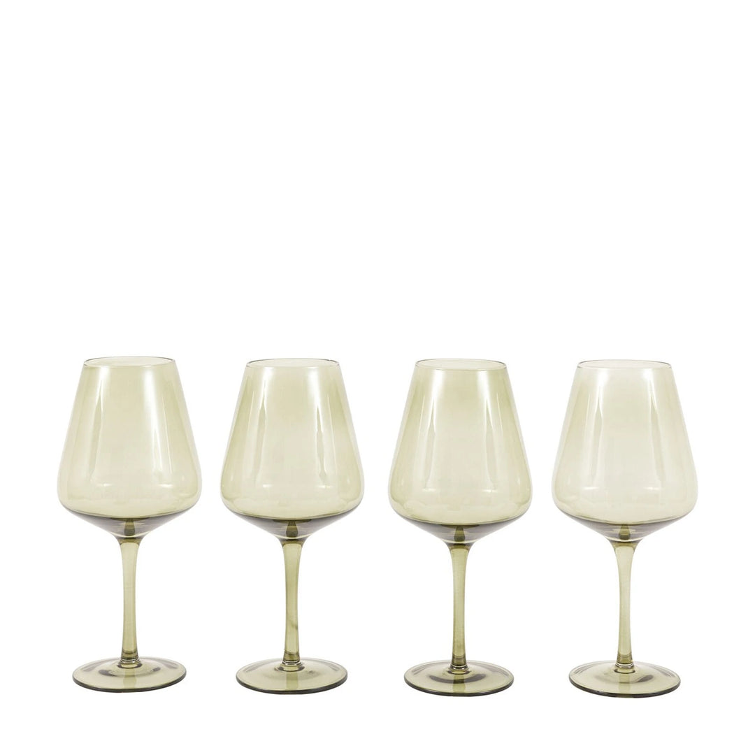 Set of 4 Wine Glasses - Smokey Green