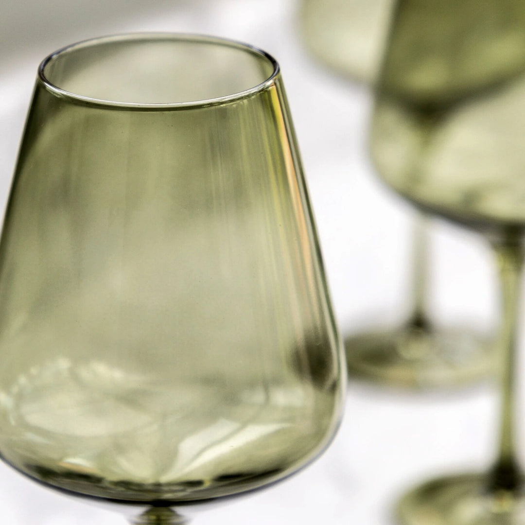 Set of 4 Wine Glasses - Smokey Green