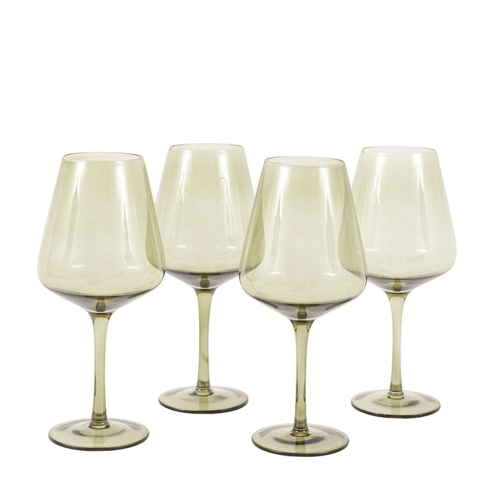 Set of 4 Wine Glasses - Smokey Green