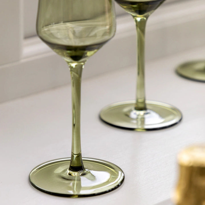 Set of 4 Flute Glasses - Smokey Green