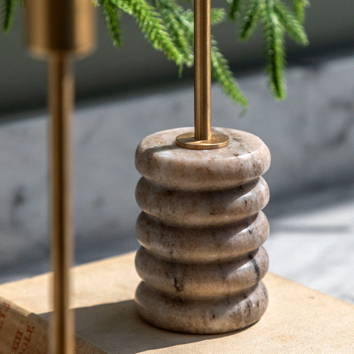 Nori Set of 2 Marble Candle Sticks - Gold