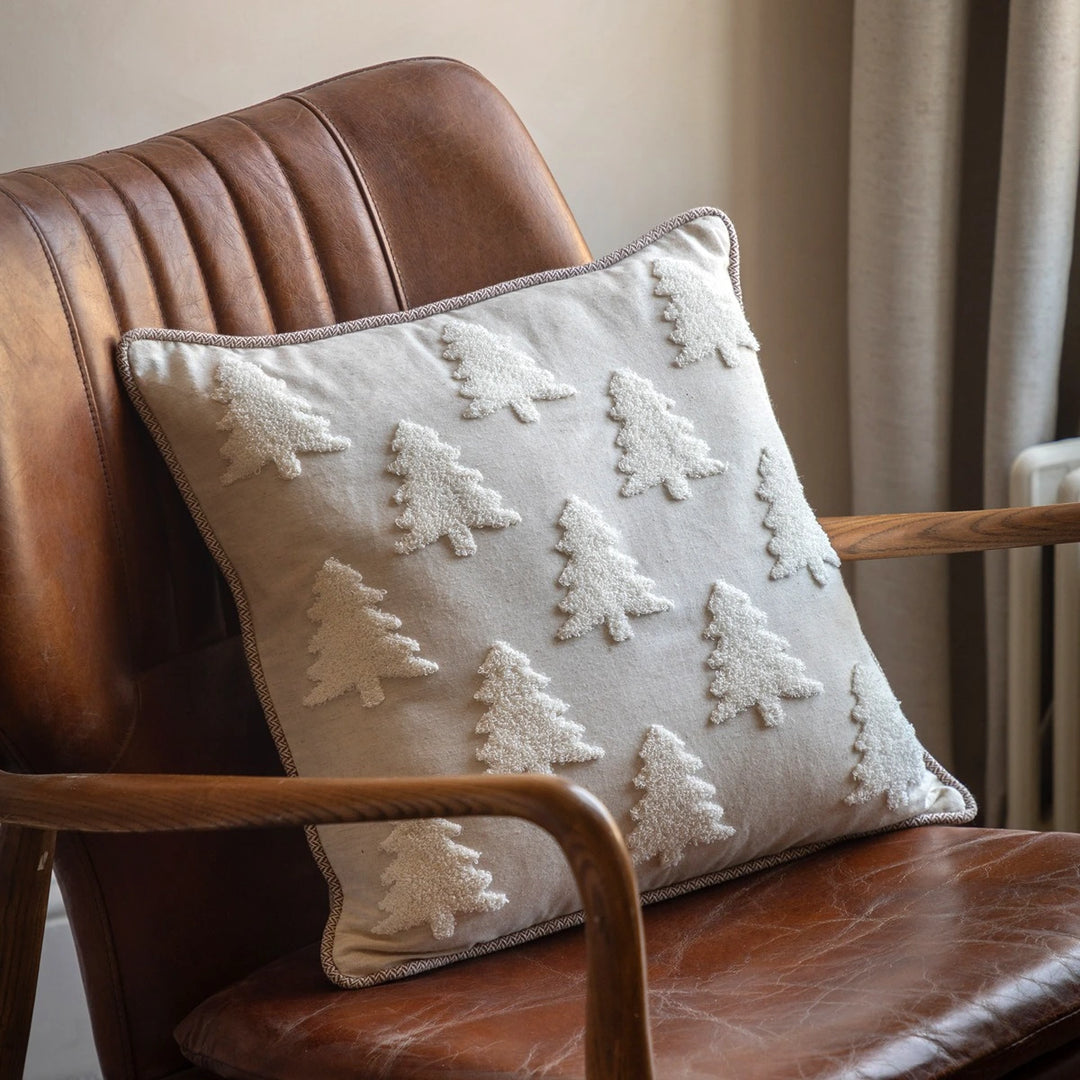 Woodland Embroidered Tree Cushion 45x45cm