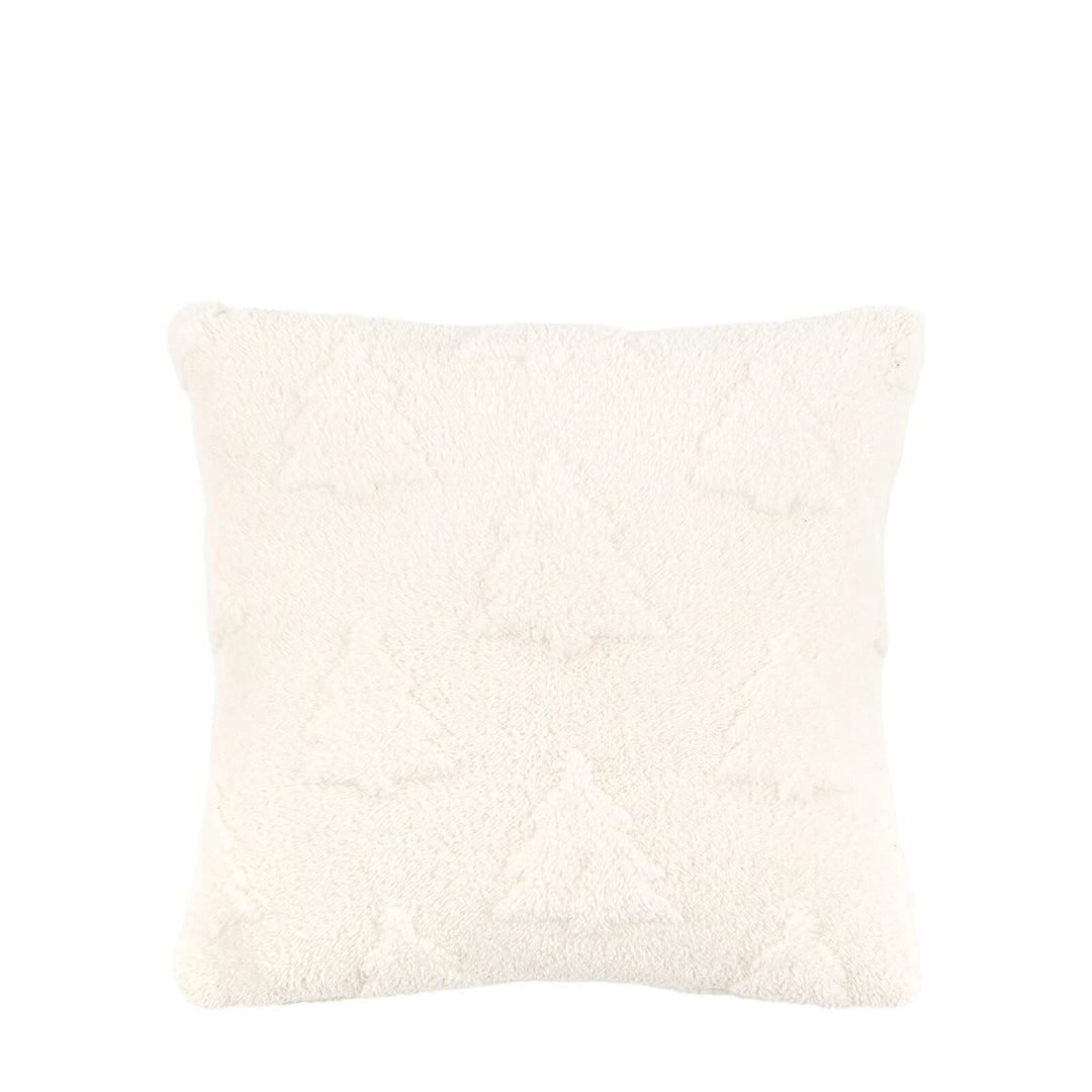 Deco Luxe Christmas Tree Sherpa Cushion - Cream