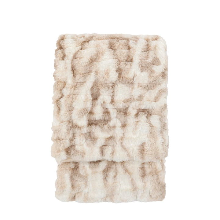 Deco Luxe Ruched Faux Fur Throw - Cream
