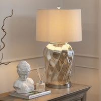 Hill Interiors Ambassador Metallic Glass Lamp with Velvet Shade