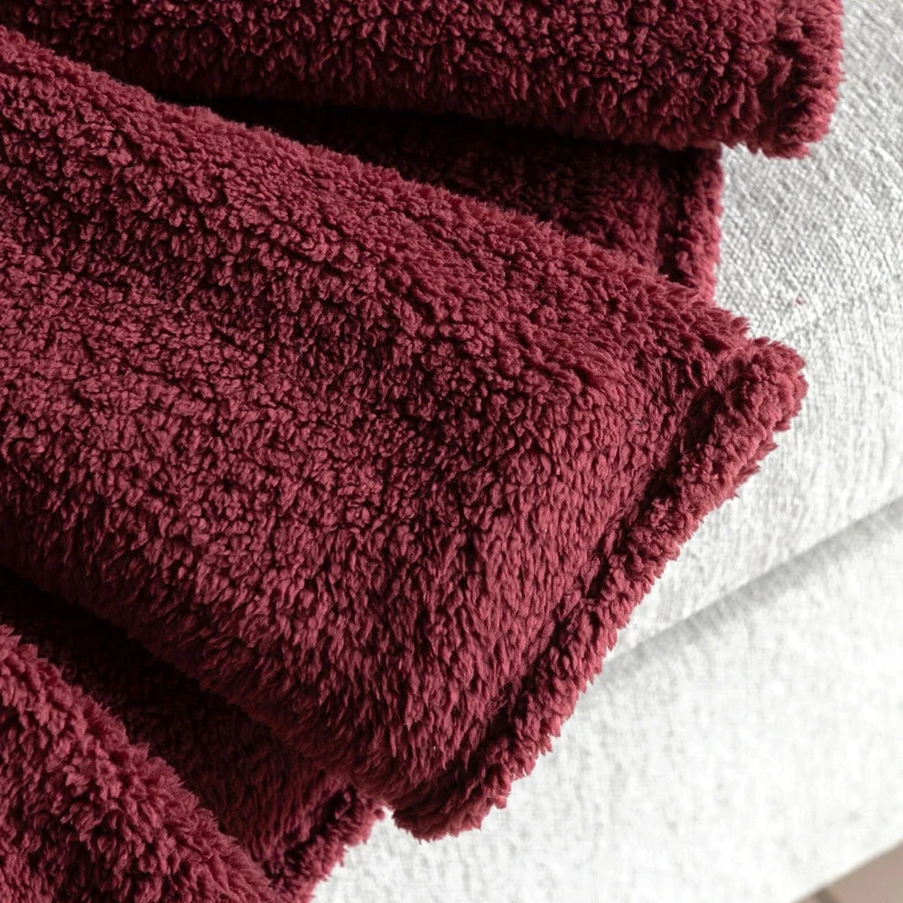 Teddy Fleece Throw - Mulberry