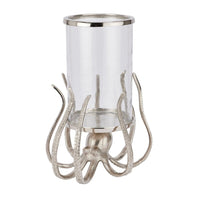 Hill Interiors Octopus Candle Hurricane Lantern in Silver