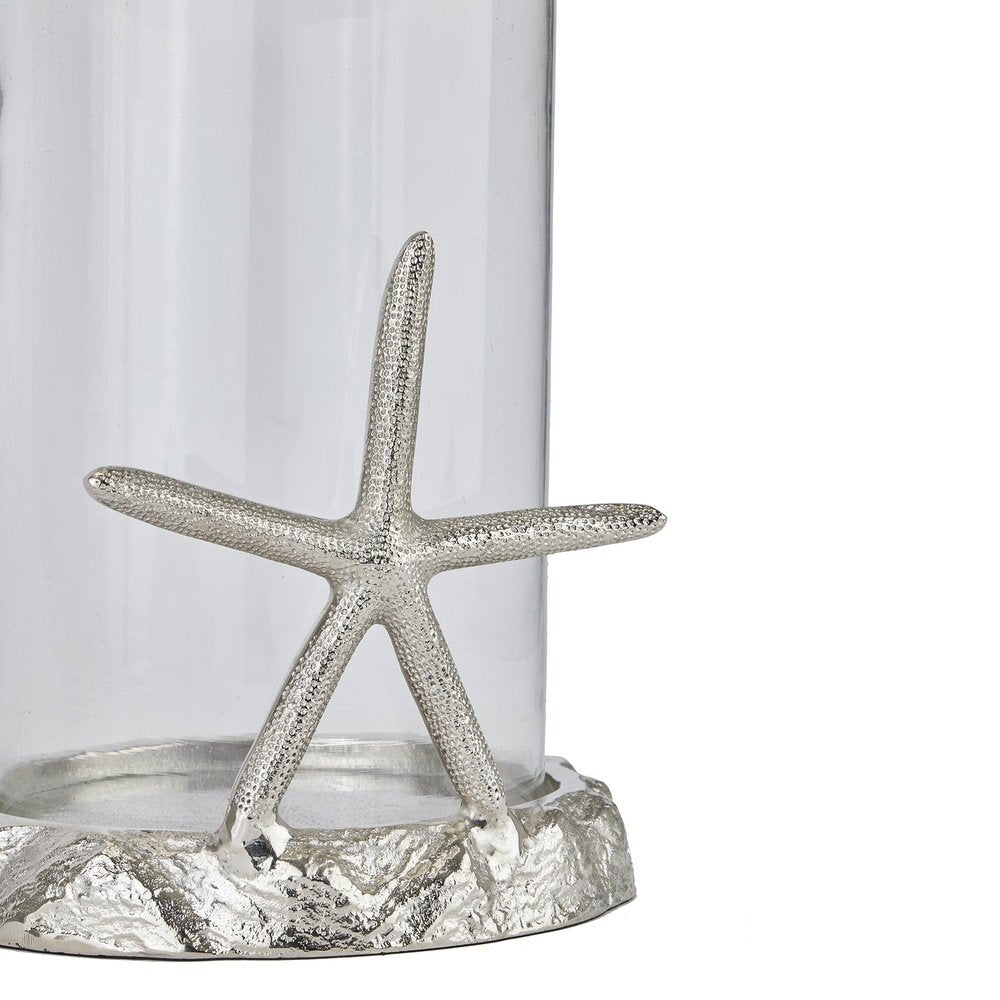  Hill-Hill Interiors Starfish Candle Hurricane Lantern in Silver-Silver 285 