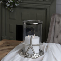 Hill Interiors Starfish Candle Hurricane Lantern in Silver