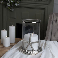 Hill Interiors Starfish Candle Hurricane Lantern in Silver