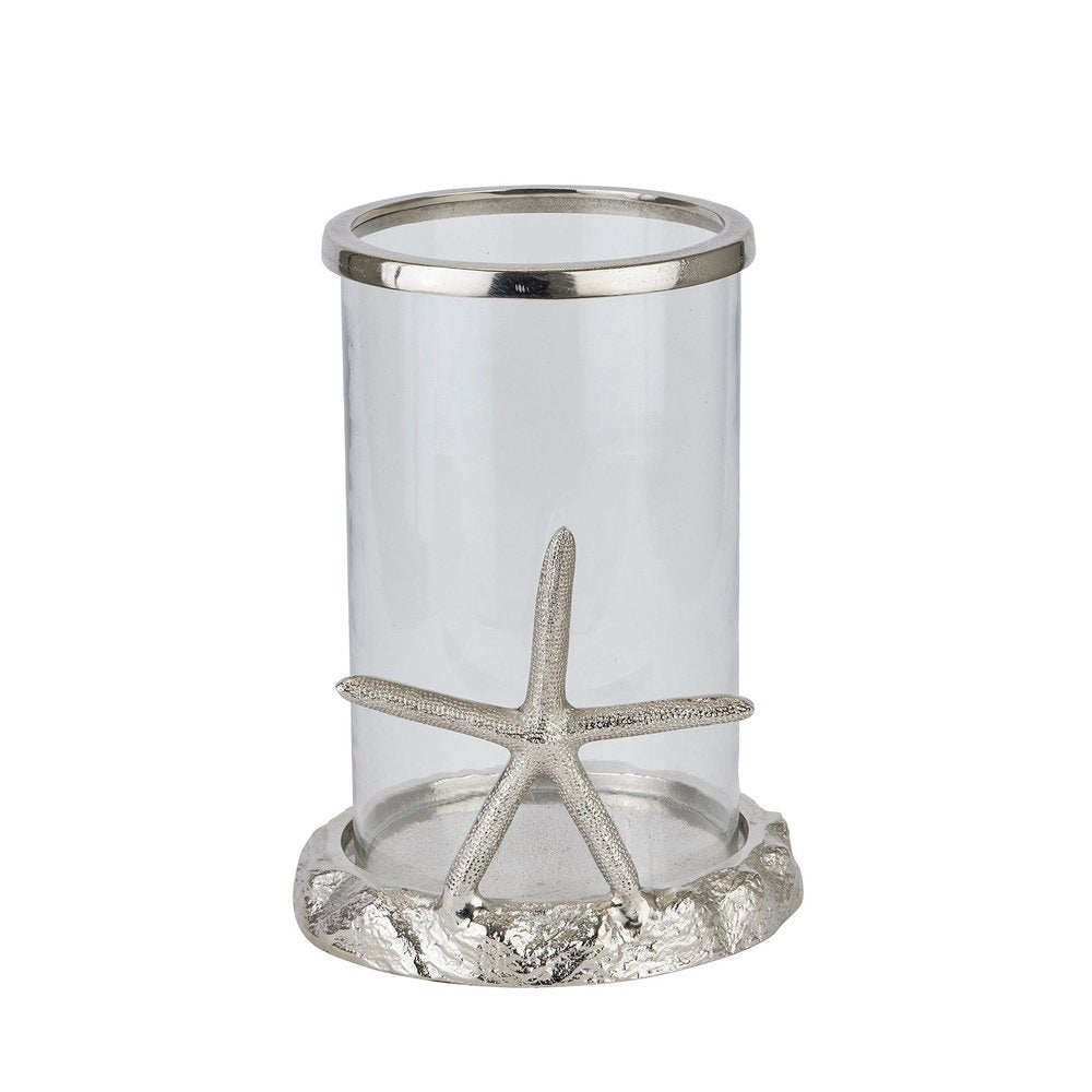  Hill-Hill Interiors Starfish Candle Hurricane Lantern in Silver-Silver 973 