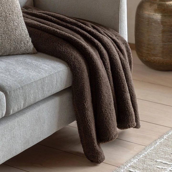 Teddy Fleece Throw - Chocolate