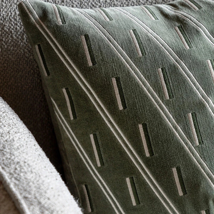 Noa Velvet Cushion - Olive
