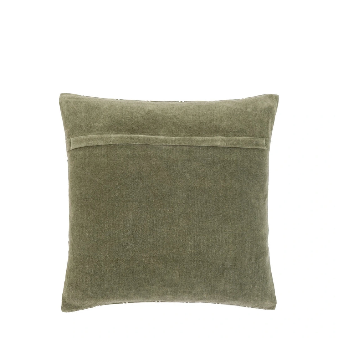 Noa Velvet Cushion - Olive