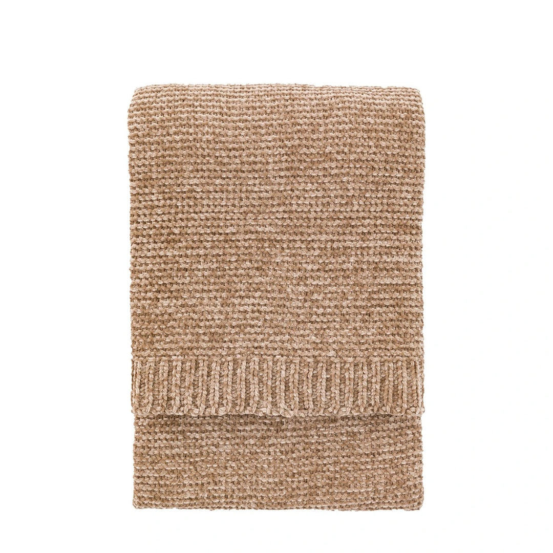 Dahlia Chunky Chenille Luxe Throw - Taupe