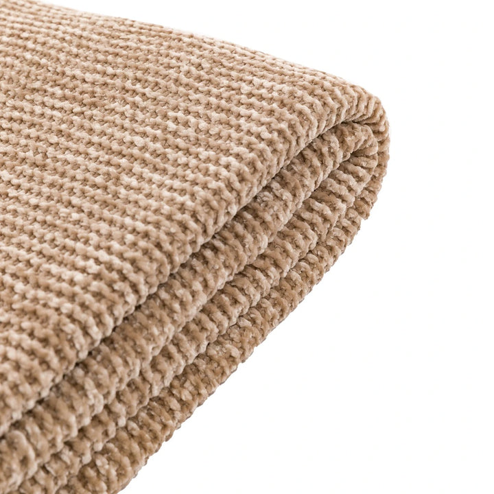 Dahlia Chunky Chenille Luxe Throw - Taupe
