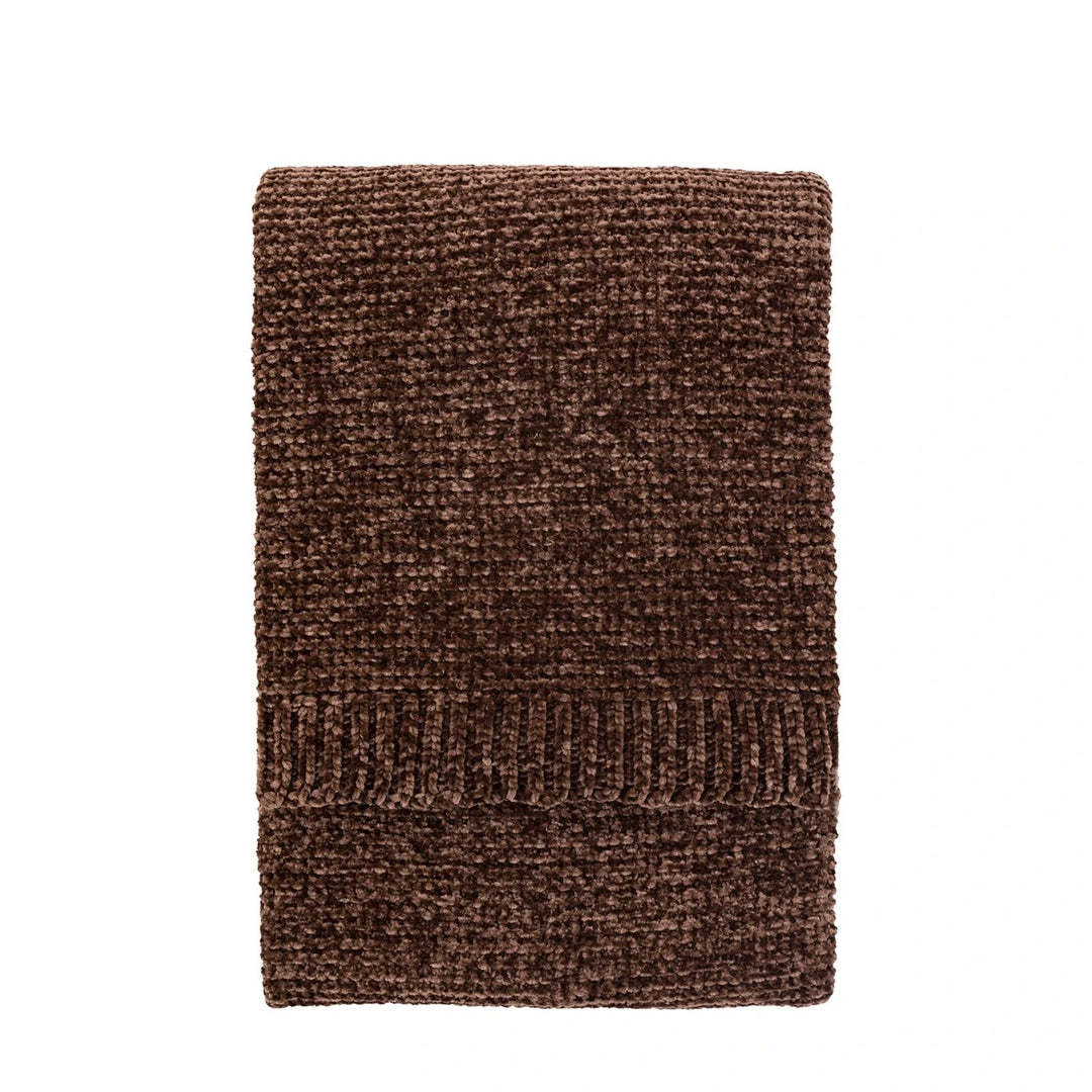 Dahlia Chunky Chenille Luxe Throw - Chocolate