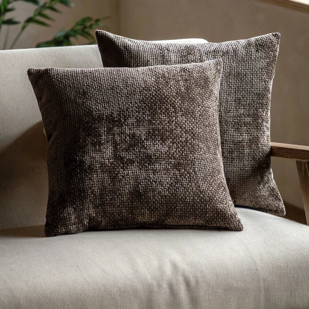 Basketweave Set of 2 Cushions - Chocolate