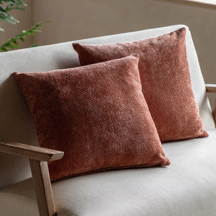Basketweave Set of 2 Cushions - Rust