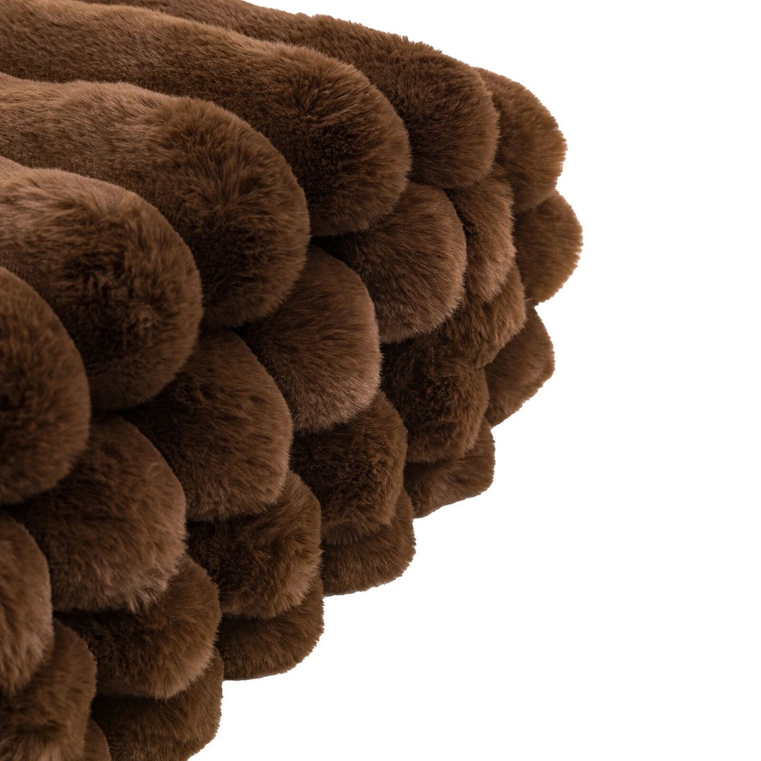 Ribbed Faux Fur Throw - Chocolate