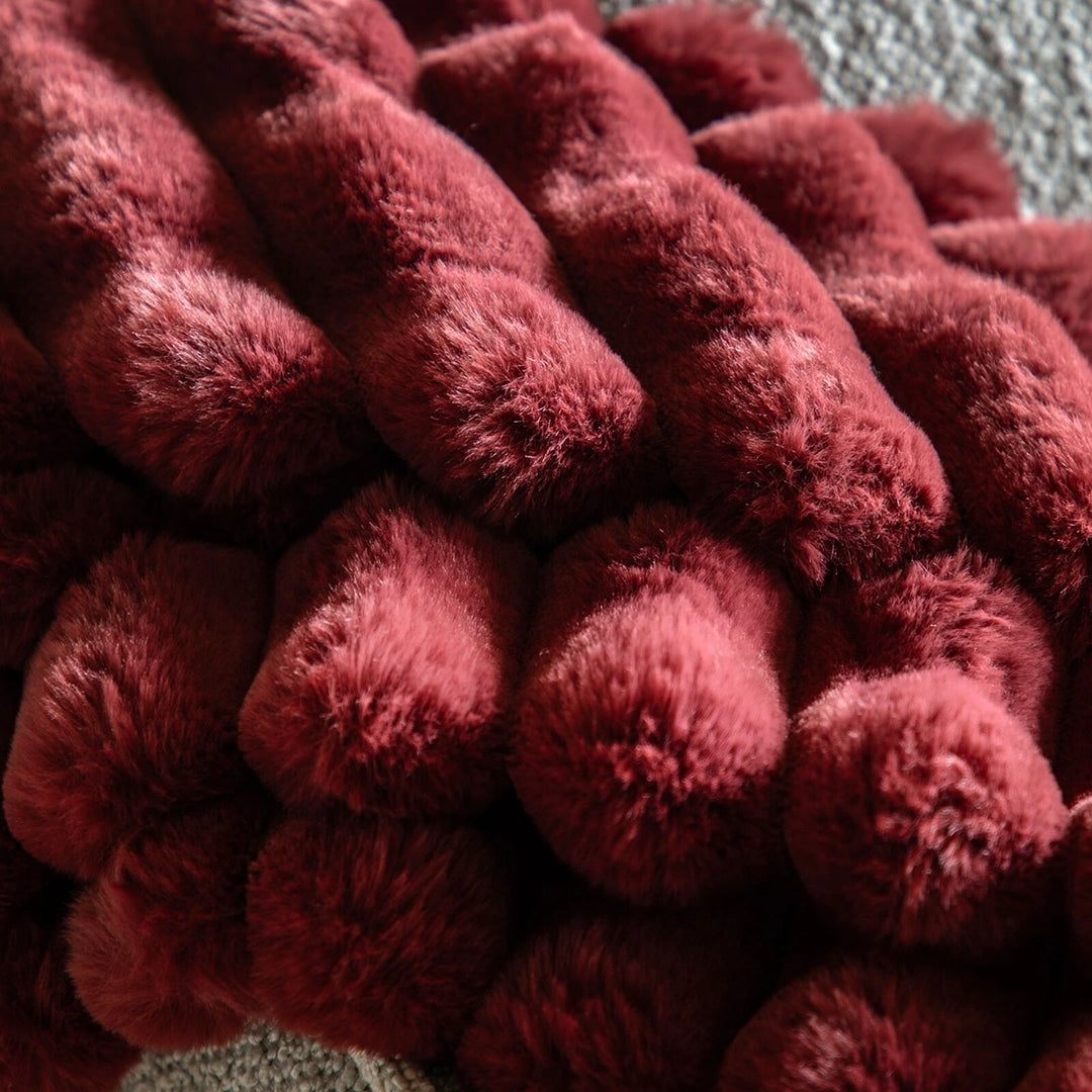 Ribbed Faux Fur Throw - Mulberry