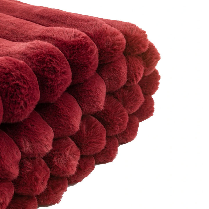 Ribbed Faux Fur Throw - Mulberry
