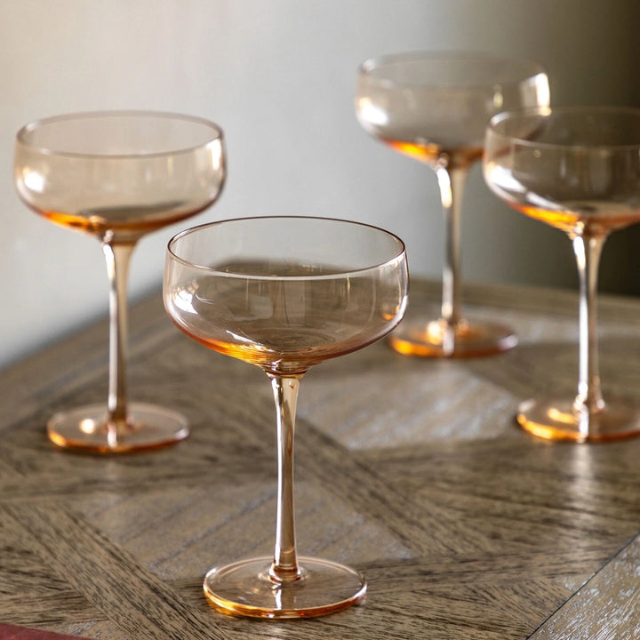 Set of 4 Coupe Glasses - Amber