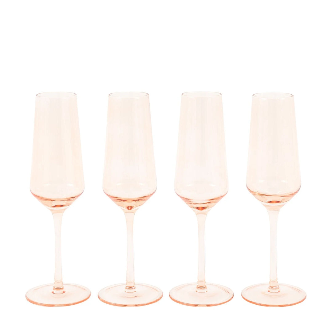Set of 4 Flute Glasses - Amber