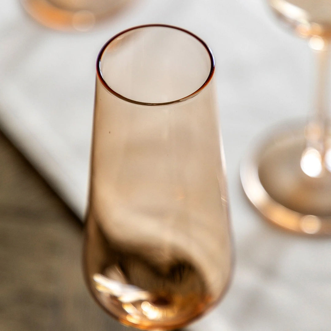 Set of 4 Flute Glasses - Amber