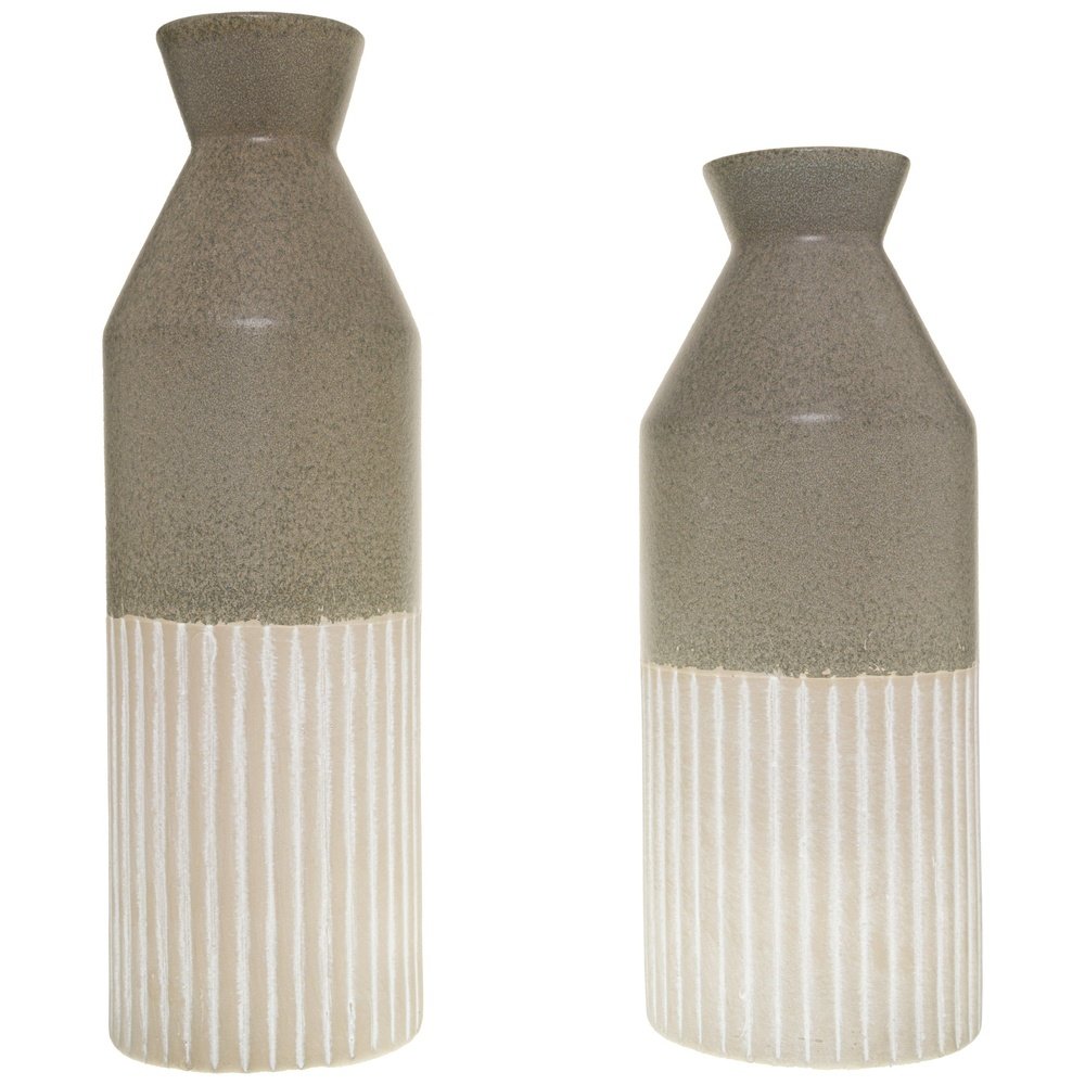 Hill Interiors Mason Collection Ceramic Ellipse Tall Vase in Grey