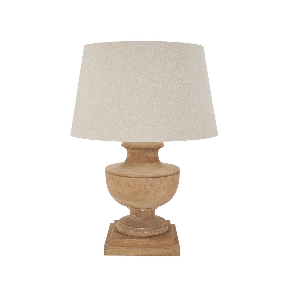 Hill Interiors Delaney Urn Lamp With Linen Shade in Natural Wash