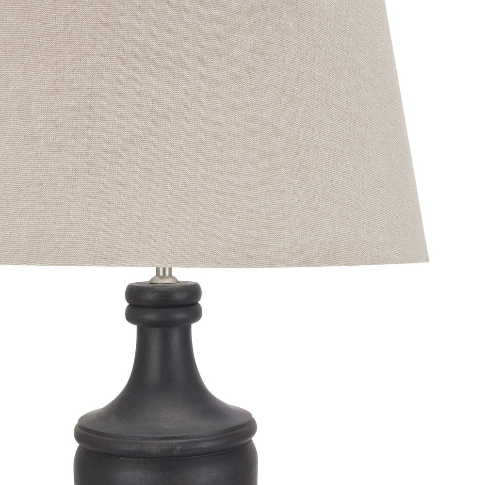 Hill Interiors Delaney Pillar Lamp With Linen Shade in Grey