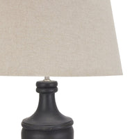 Hill Interiors Delaney Pillar Lamp With Linen Shade in Grey