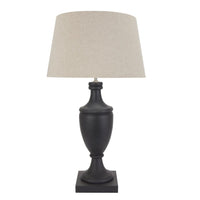 Hill Interiors Delaney Pillar Lamp With Linen Shade in Grey