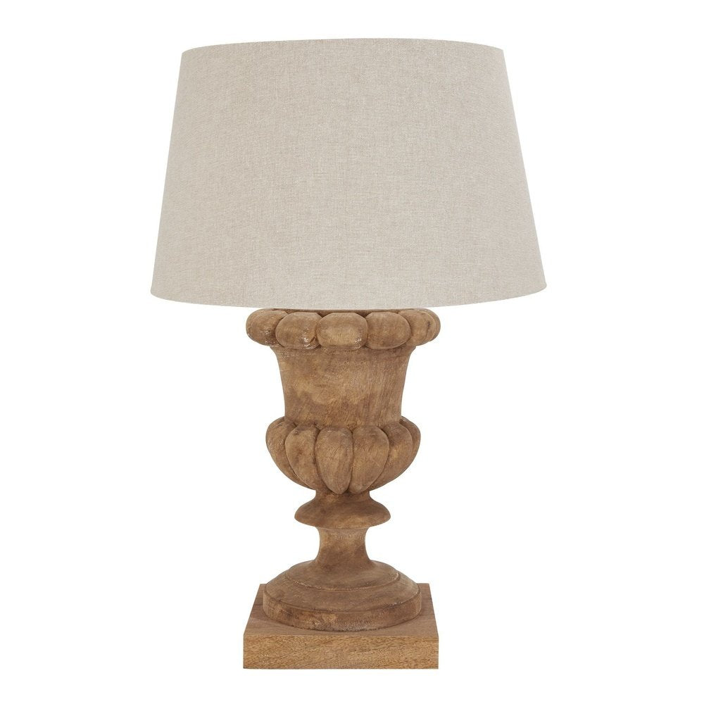 Hill Interiors Delaney Fluted Lamp With Linen Shade in Natural Wash