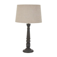 Hill Interiors Delaney Bead Candlestick Lamp With Linen Shade in Grey