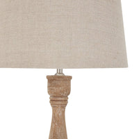 Hill Interiors Delaney Candlestick Lamp With Linen Shade in Natural Wash