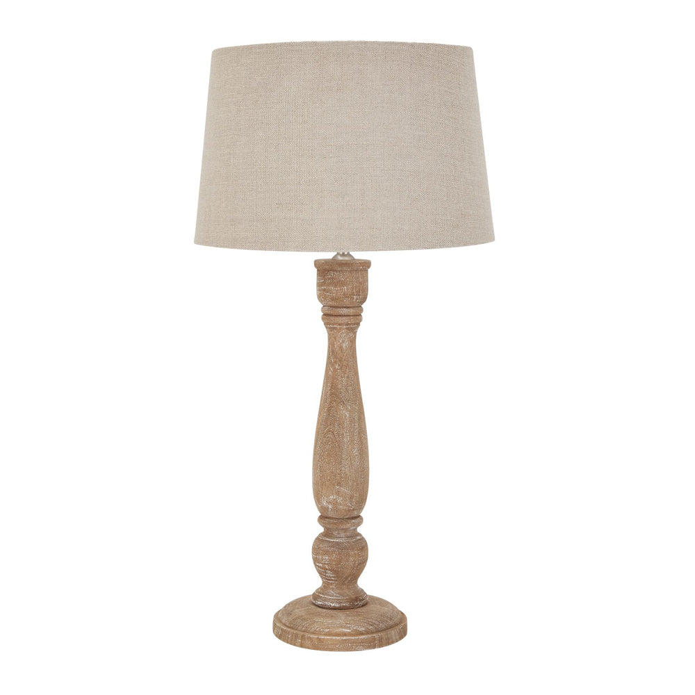 Hill Interiors Delaney Natural Wash Candlestick Lamp with Linen Shade