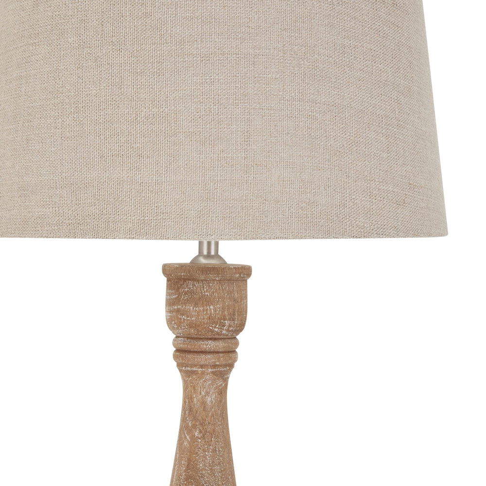 Hill Interiors Delaney Natural Wash Candlestick Lamp with Linen Shade