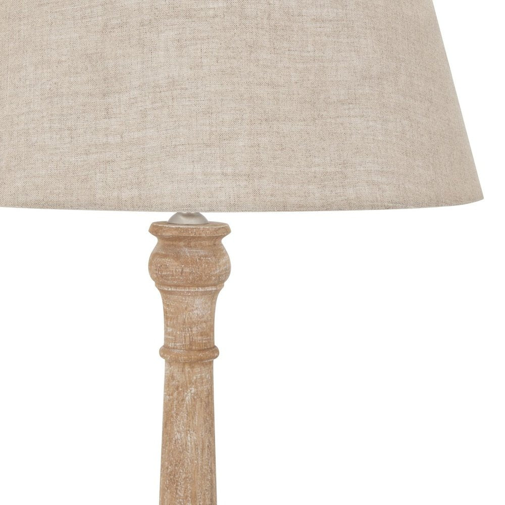 Hill Interiors Delaney Spindle Lamp With Linen Shade in Natural Wash