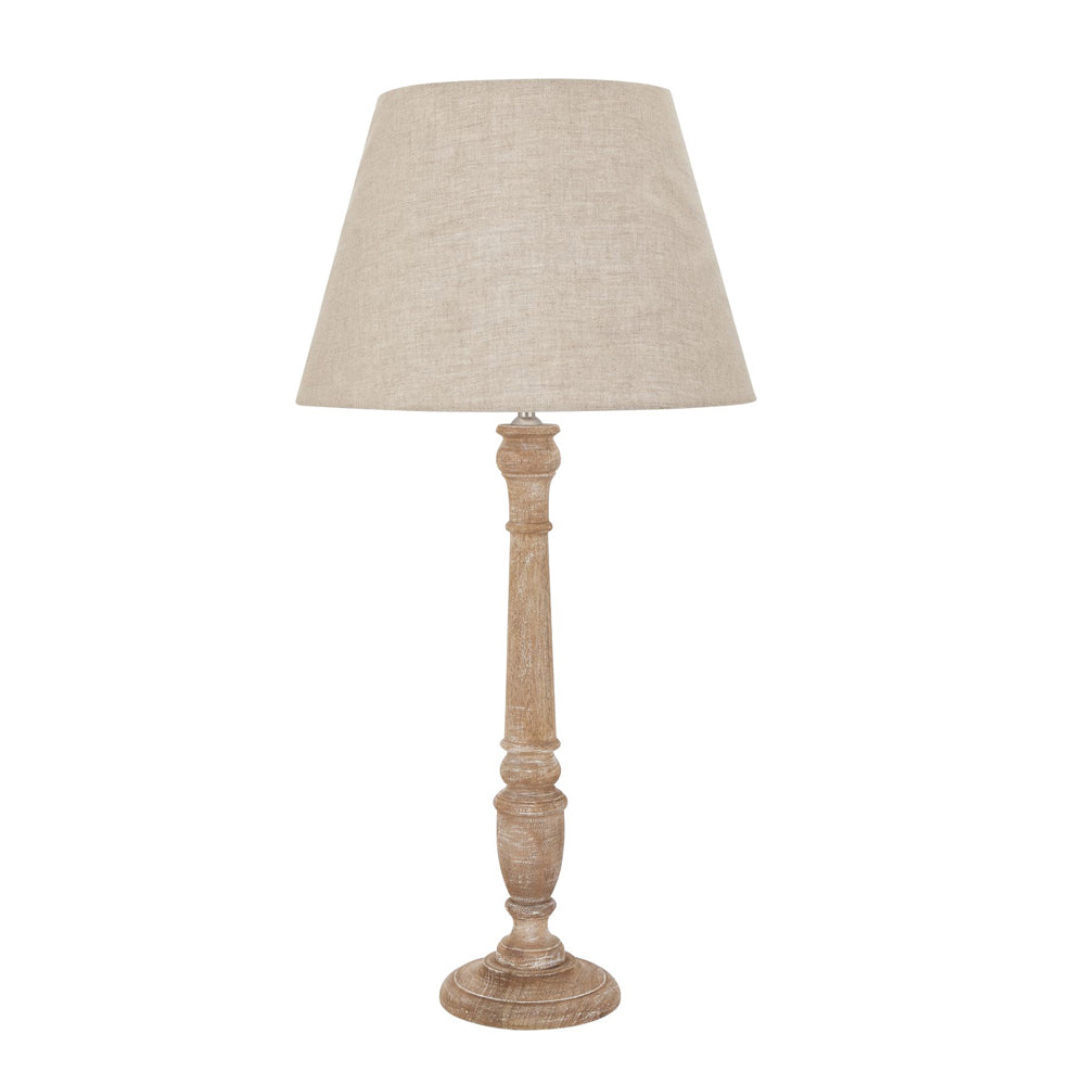 Hill Interiors Delaney Natural Wash Spindle Lamp with Linen Shade