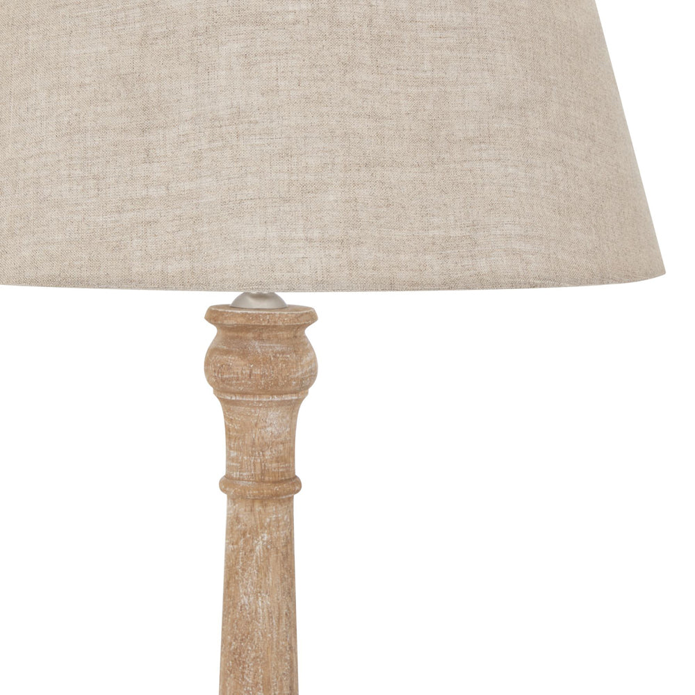 Hill Interiors Delaney Natural Wash Spindle Lamp with Linen Shade