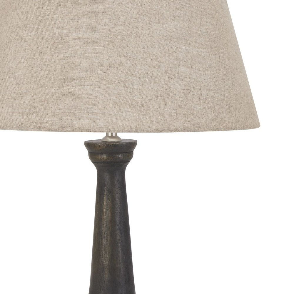 Hill Interiors Delaney Goblet Candlestick Lamp With Linen Shade in Grey