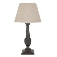 Hill Interiors Delaney Goblet Candlestick Lamp With Linen Shade in Grey