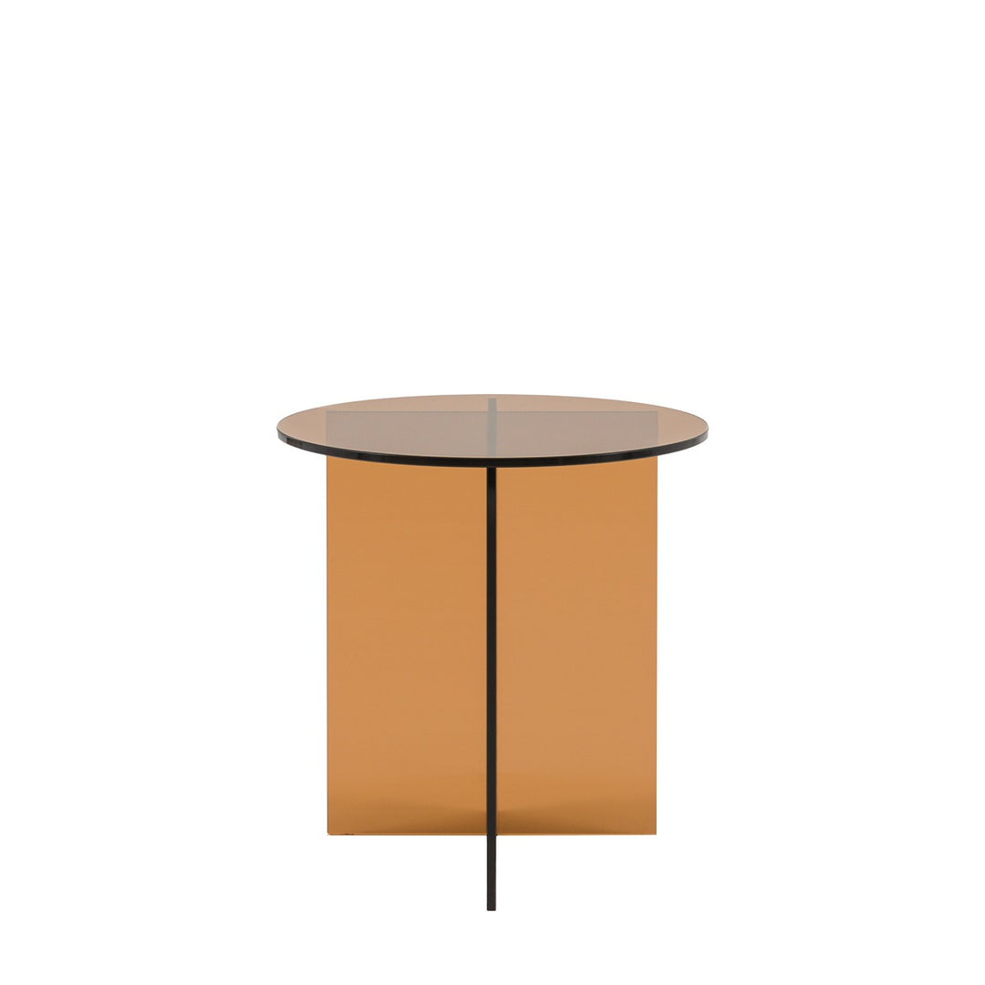 Parioli Glass Round Side Table - Bronze